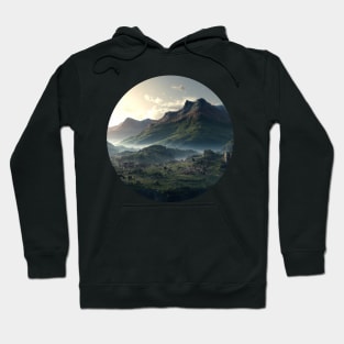 Beautiful mountain landscape in the fog Hoodie